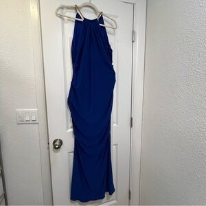 Elegant Blue Halter Dress